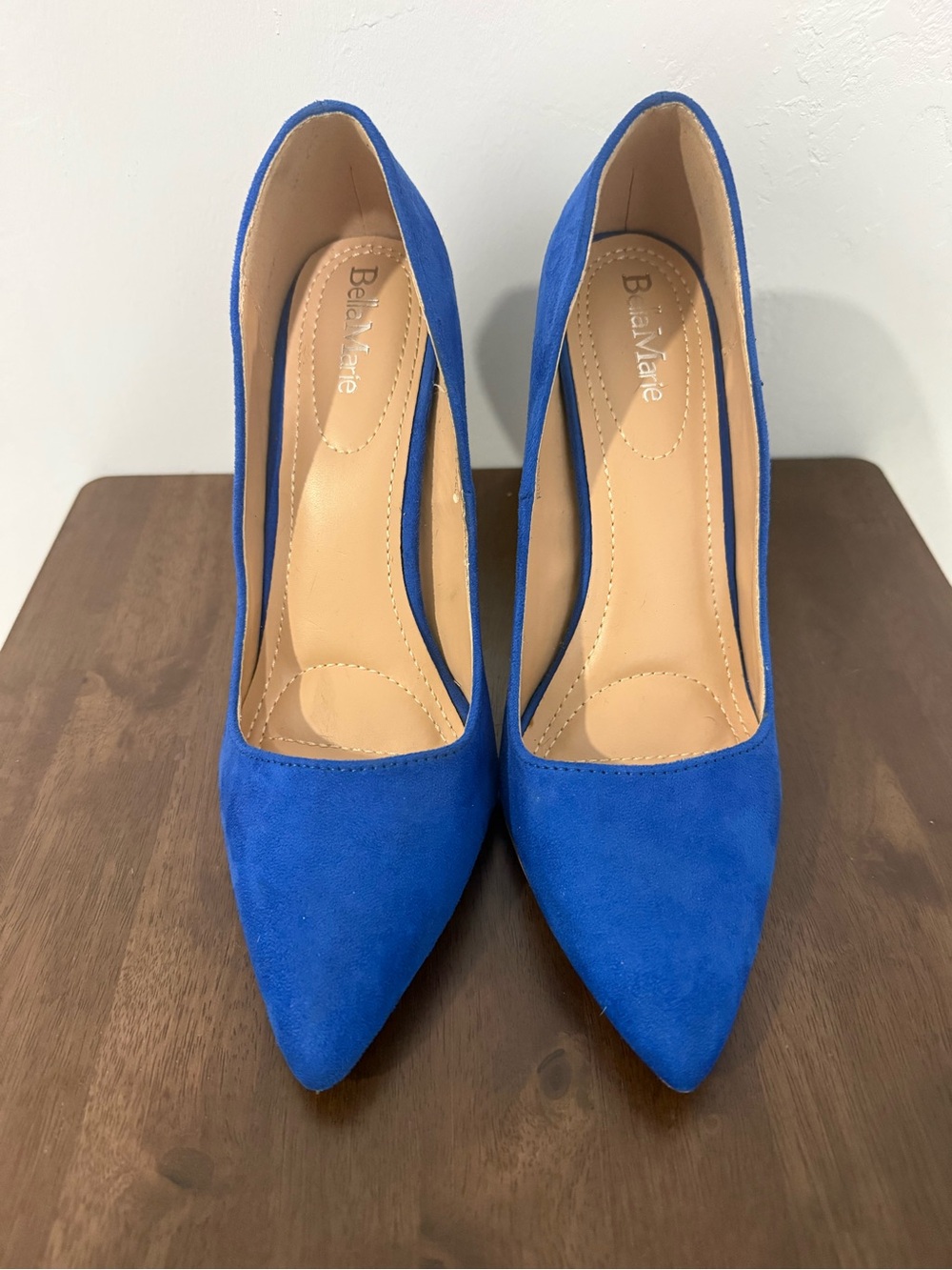 Bella Marie Cobalt Blue Pointed-Toe Suede Pumps